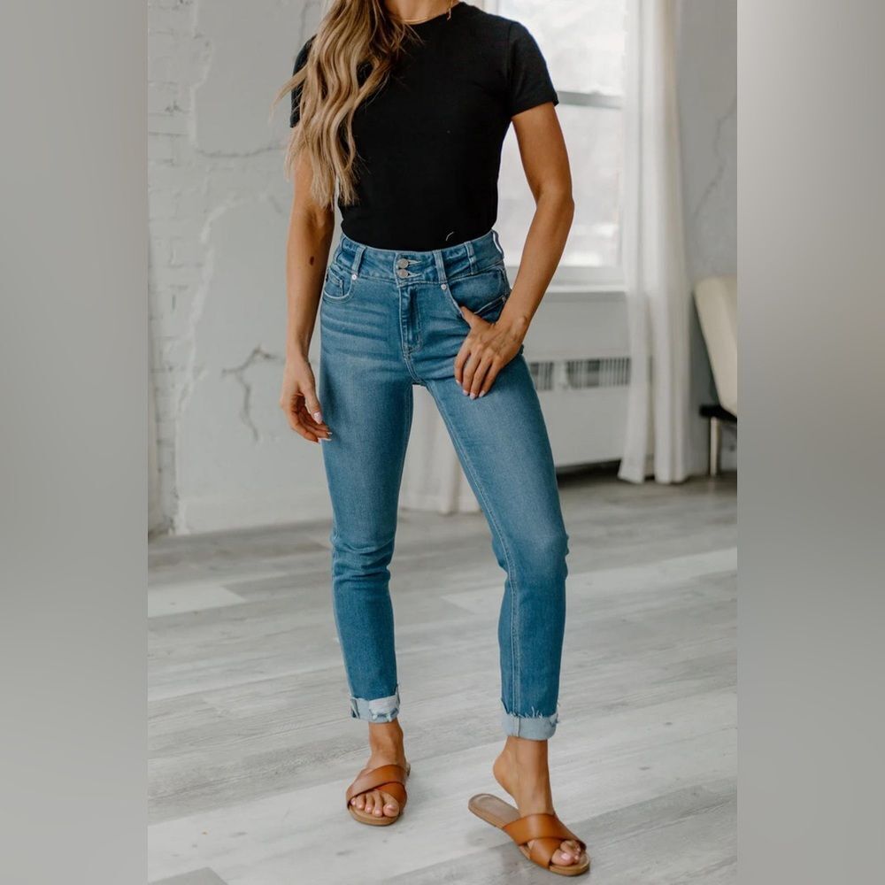 KanCan Light Blue High Rise Women's Jeans Distressed - Picture 1 of 8